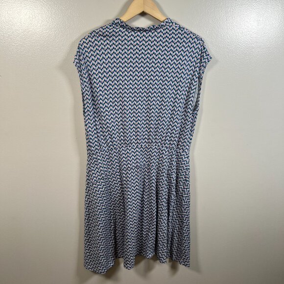 Boden Easy Jersey Shirt Dress Size 16/18 R Purple Green Preppy Twee Work Office - Picture 2 of 8